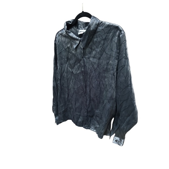 Tops - Vintage TR Bentley Plus Silver Blouse Size 16w Button Up Shiny